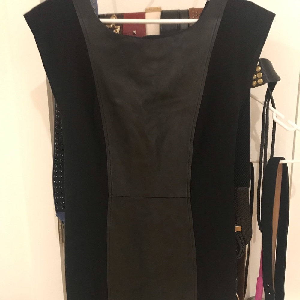 Aqua Leather cocktail dress.